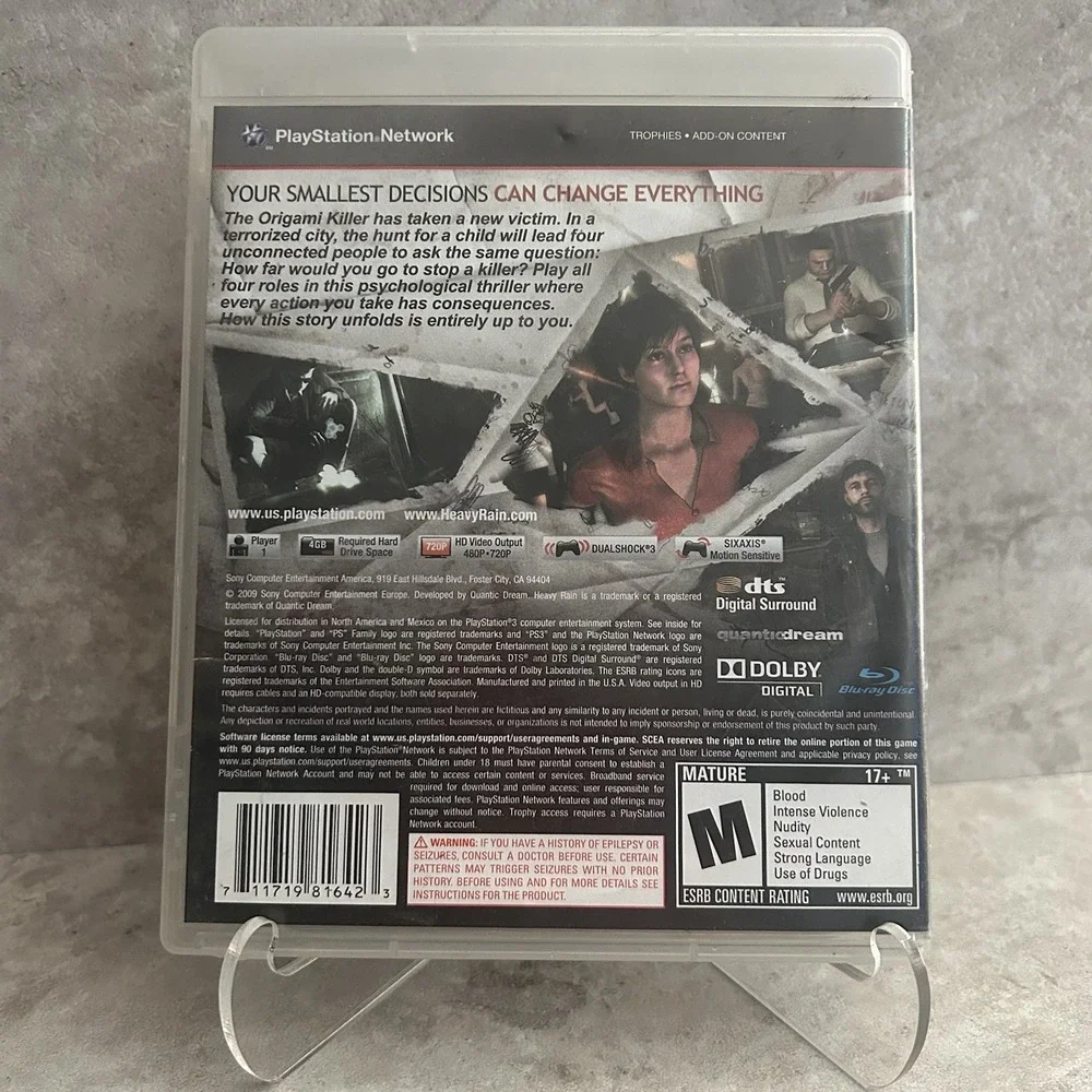 Heavy Rain (Sony PlayStation 3, 2011, PS3) Authentic, Excellent Disc No Manual